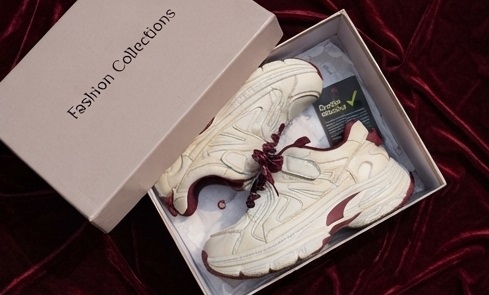 Fashion Collections White & Burgundy Casual Chunky Platform Sneakers - Image 5